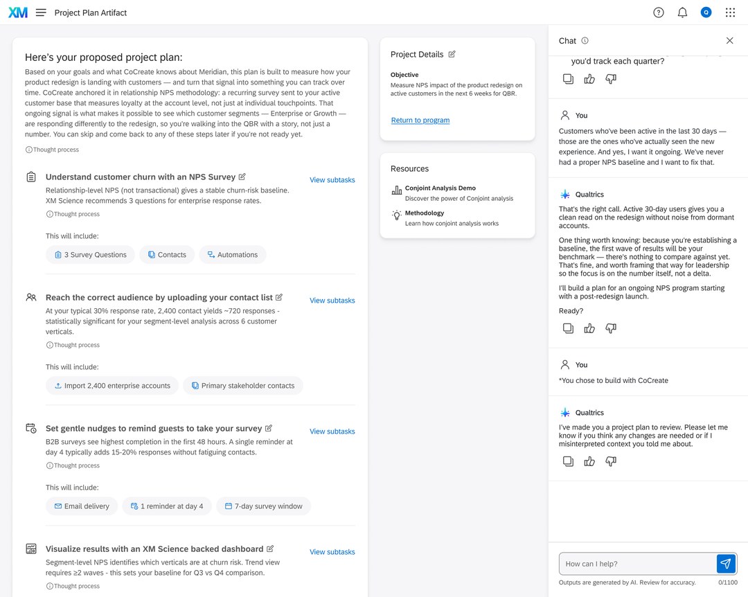 CoCreate project plan interface
