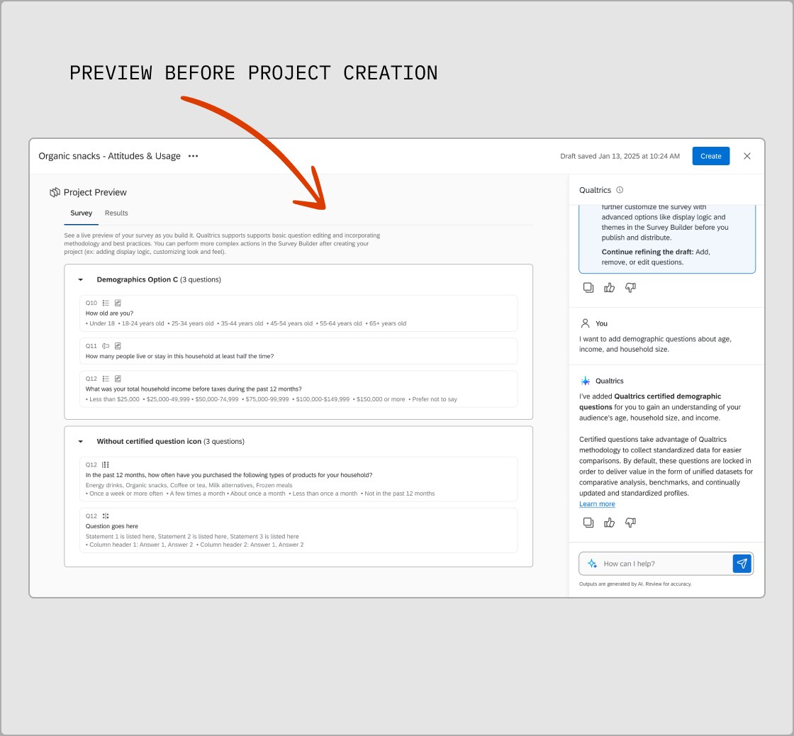 Project Preview panel shown before project creation