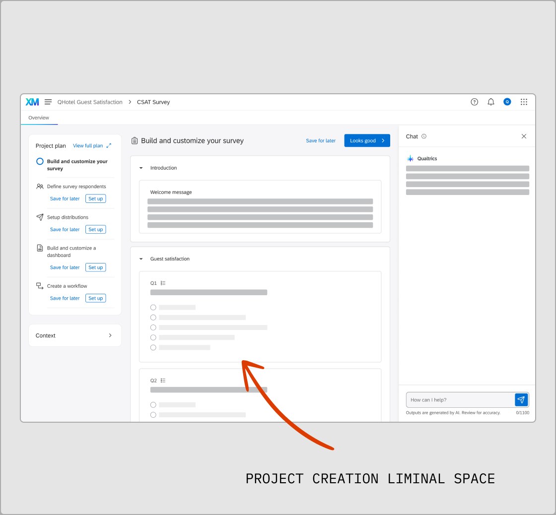 Project creation step embedded directly in the survey builder