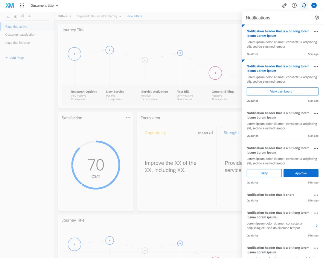 Qualtrics notifications panel